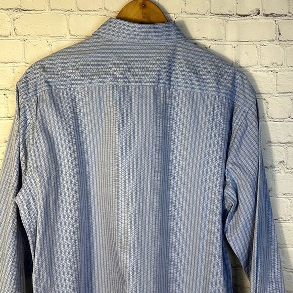 Robert Graham Men’s Blue Button up Long Sleeve Dress shirt size L Large Flip Cuf - Picture 5 of 9
